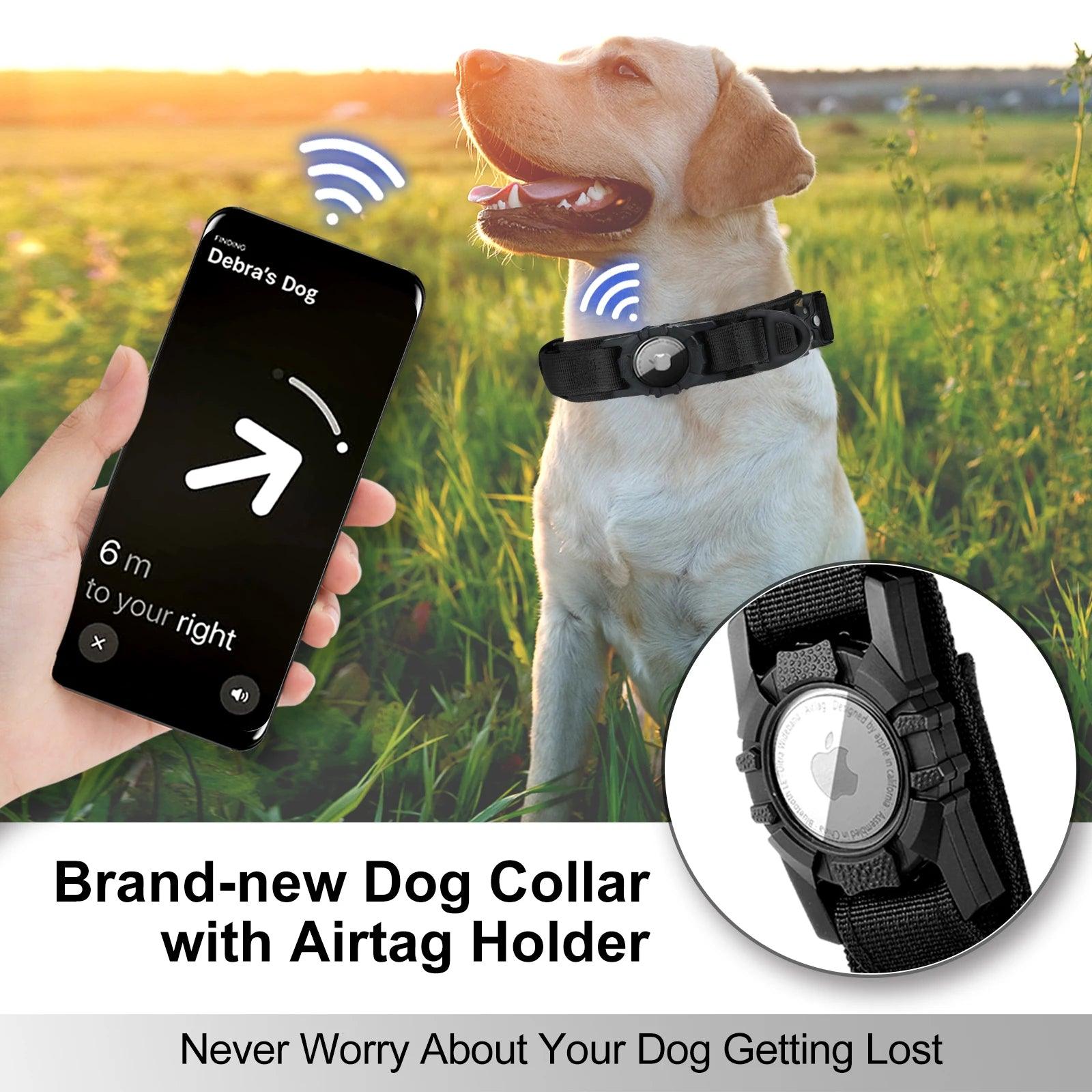 AirTag Tactical Dog Collar with Handle for Large and Medium Dogs, Enhanced Security and Comfort  ourlum.com   