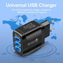 Rapid Charging EU Plug LED Light 2 USB Adapter Mobile Phone Wall PD Charger Device Quick Charge QC 3.0 Fast Charger  ourlum.com   