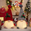 Whimsical 30cm LED Christmas Gnome Doll Elf for Festive Home Decor and Gifts  ourlum.com 2pc Red Grey  