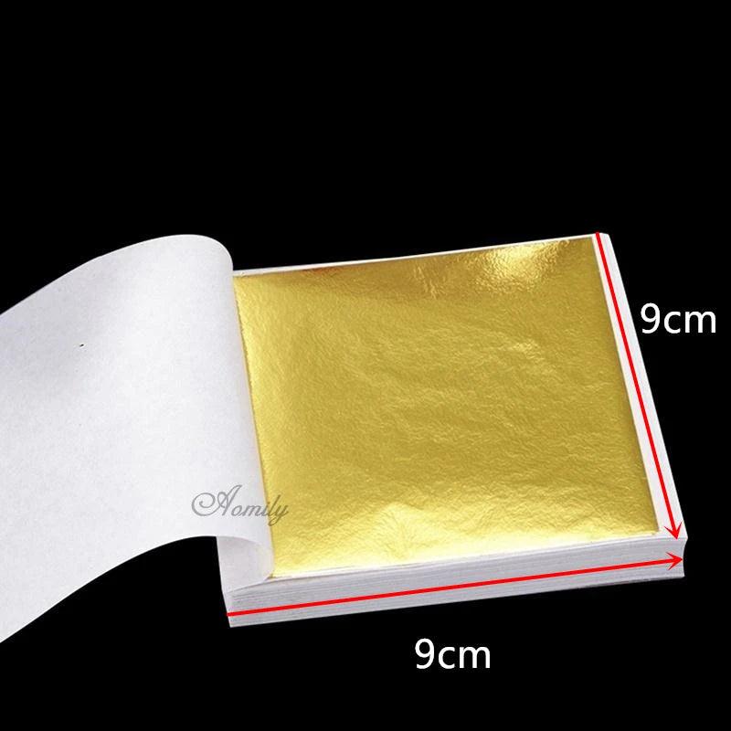 Luxurious Pure Shiny Gold Leaf Sheets - 100 Pieces of K Gold Leaf for Decorative Crafts  ourlum.com   