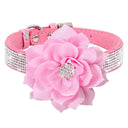 Luxury Flower Design Rhinestone Pet Collar for Glamorous Dogs and Cats  ourlum.com 305 Pink XS 