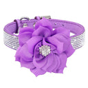 Luxury Flower Design Rhinestone Pet Collar for Glamorous Dogs and Cats  ourlum.com 305 Purple XS 