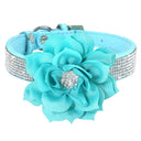 Luxury Flower Design Rhinestone Pet Collar for Glamorous Dogs and Cats  ourlum.com 305 Blue XS 