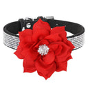 Luxury Flower Design Rhinestone Pet Collar for Glamorous Dogs and Cats  ourlum.com 305 Black XS 