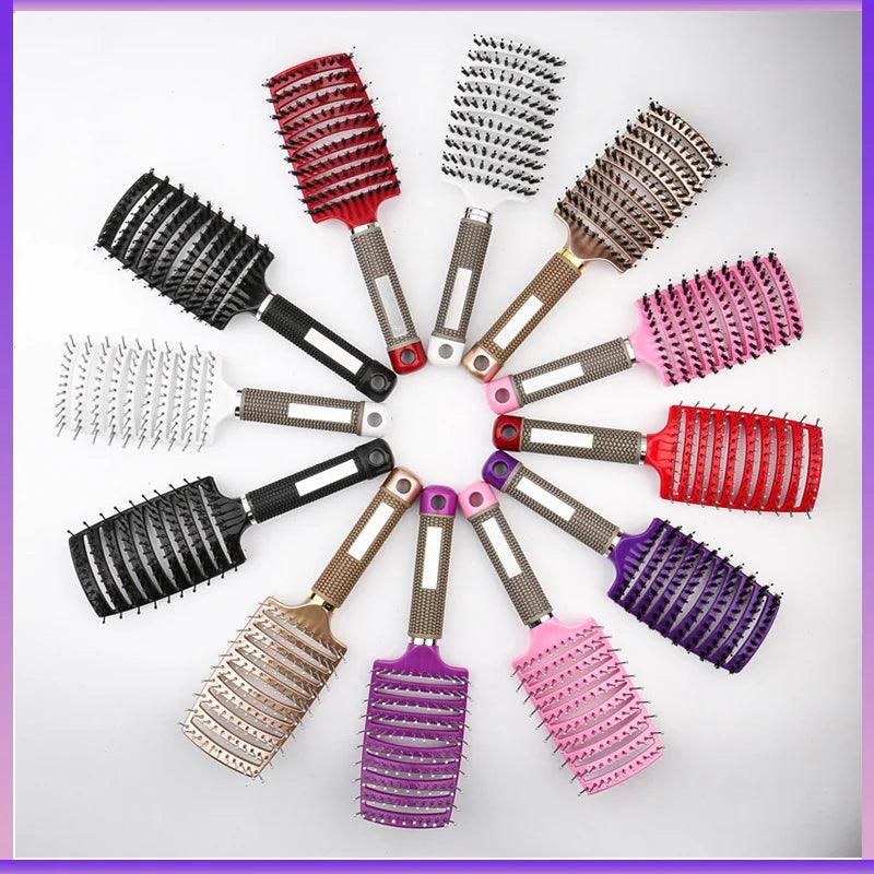 Ultimate Hair Care Tool: Bristle&Nylon Hair Brush with Scalp Massage Comb for Women - Wet Curly Detangling Hairbrush for Salon Styling  ourlum.com   