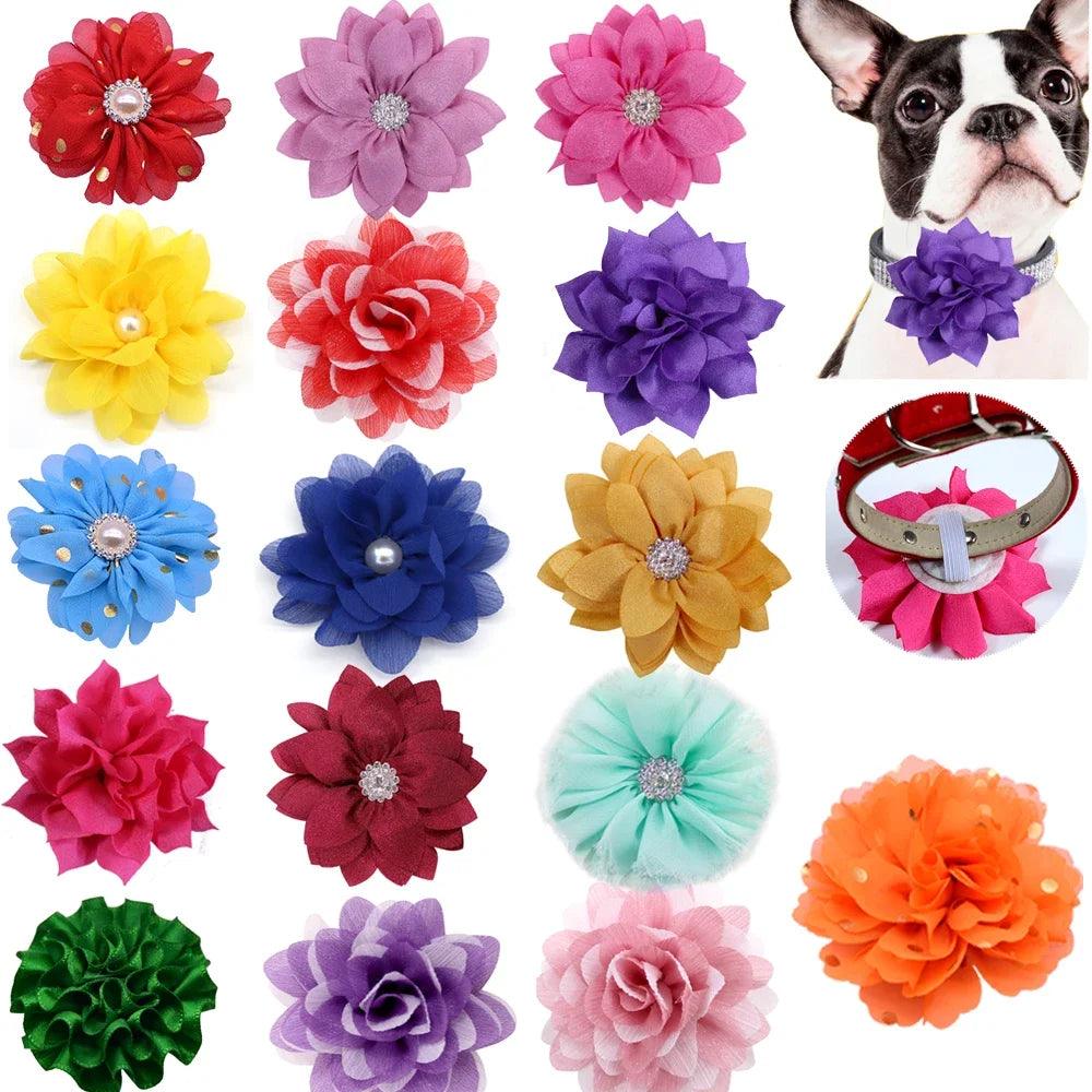 Elegant Chiffon Flower Dog Collar with Bow Tie - Pet Accessory  ourlum.com   