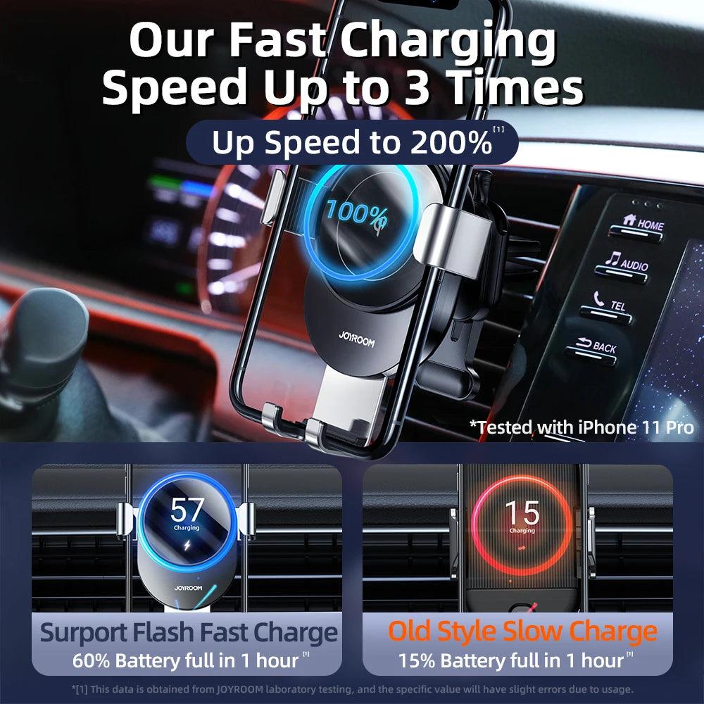 Wireless Car Charger Mount with LED Ring Light for iPhone12 11 Pro Max Samsung  ourlum.com   