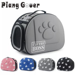 Portable Cat and Dog Travel Bag: Stylish Cat Print Carrier - On-the-Go Comfort