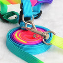 Rainbow Pet Harness Set: Stylish Nylon Walking Kit for Pets