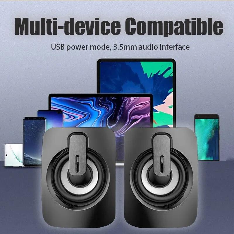 Desktop Computer USB-Powered Speaker Box with 3D Surround Sound and LED Light  ourlum.com   