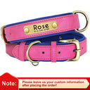 Personalized Leather Dog Collar with Free Engraving - Stylish Nameplate Pet Collar for Small, Medium, and Large Dogs  ourlum.com Rose Red XS 