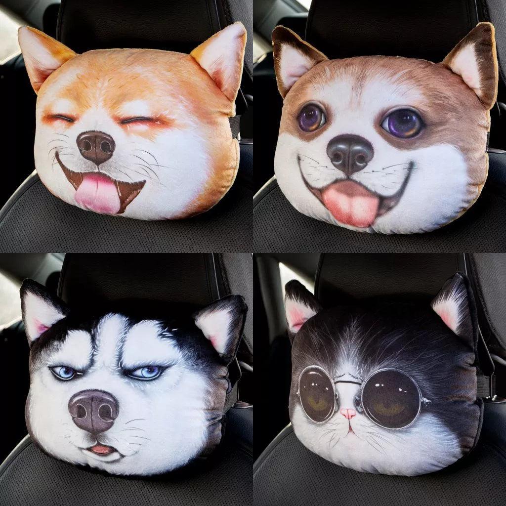 Cozy Animal Print Car Neck Pillow with Seatbelt Cover  ourlum.com   