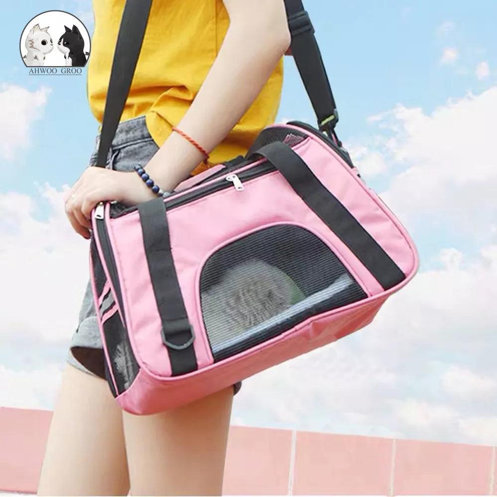 Portable Mesh Dog Carrier Bag for Small Pets - Foldable and Breathable Handbag Transport Bag  ourlum.com   