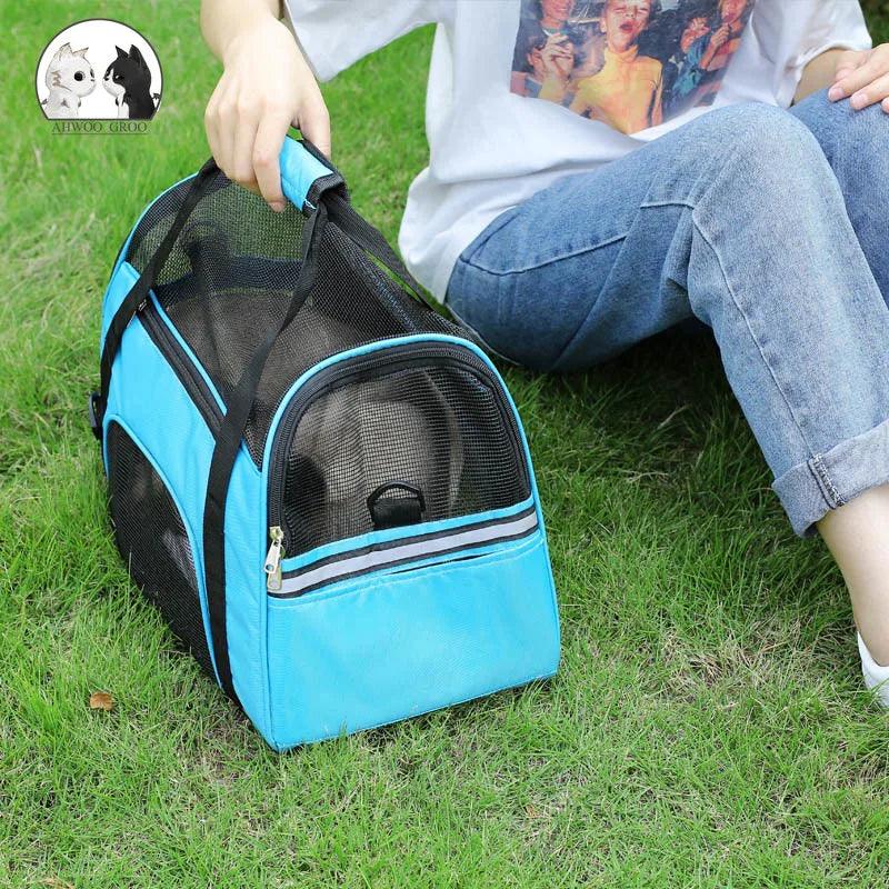 Portable Mesh Dog Carrier Bag for Small Pets - Foldable and Breathable Handbag Transport Bag  ourlum.com   