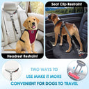 Dog Car Safety Harness with Adjustable Headrest Restraint and Elastic Bungee Buffer  ourlum.com   