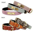 Personalized Leather Dog Collar with Reflective Nameplate - Adjustable for Small, Medium, Large Breeds  ourlum.com   