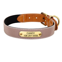 Reflective Leather Dog Collar: Personalized Safety Nameplate for Your Pup
