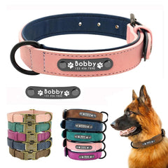 Stylish Personalized Leather Dog Collars: Engraved for All Size Dogs