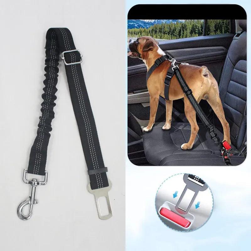 Pet Safety Harness for Car - Adjustable Reflective Nylon Seat Belt with Bungee Tether  ourlum.com   