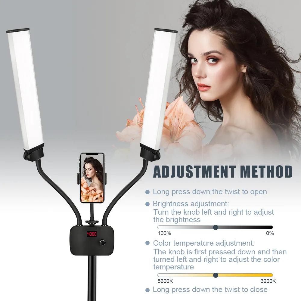 Adjustable LED Fill Light Studio Kit with Tripod and Rotatable Arms  ourlum.com   