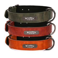 Luxury Engraved Leather Dog Collar: Stylish Nameplate for Pet Elegance