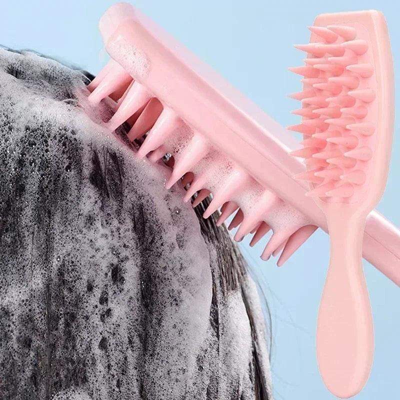 Silicone Scalp Massaging Brush with Extended Handle for Hair Care  ourlum.com   