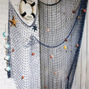 Nautical Cotton Fishing Net Wall Decor with Shells - Mediterranean Style Ocean Theme Home Ornament  ourlum.com   