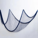 Nautical Cotton Fishing Net Wall Decor with Shells - Mediterranean Style Ocean Theme Home Ornament  ourlum.com A Blue  