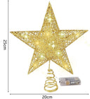 LED Lighted Iron Glitter Star Christmas Tree Topper - Sparkling Holiday Decoration  ourlum.com   