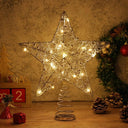 LED Lighted Iron Glitter Star Christmas Tree Topper - Sparkling Holiday Decoration  ourlum.com   