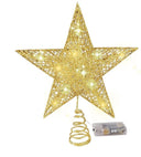 LED Lighted Iron Glitter Star Christmas Tree Topper - Sparkling Holiday Decoration  ourlum.com Gold  