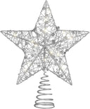 LED Lighted Iron Glitter Star Christmas Tree Topper - Sparkling Holiday Decoration  ourlum.com Silver  