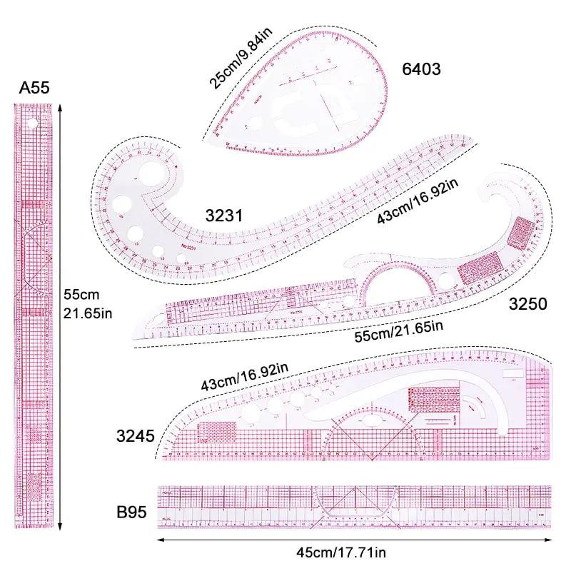6-Piece KRABALL Sewing and Design Ruler Set for DIY Projects  ourlum.com   