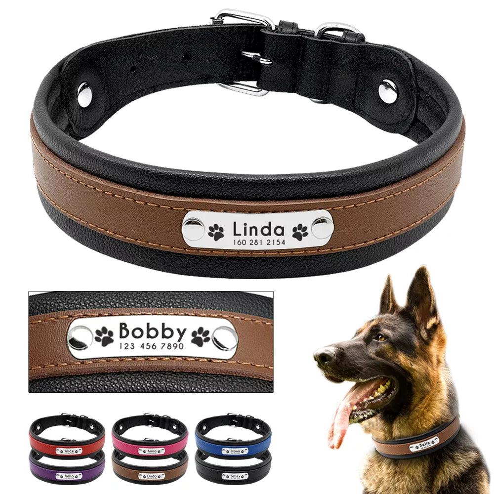 Luxury Personalized Leather Dog Collar for Medium to Large Breeds  ourlum.com   