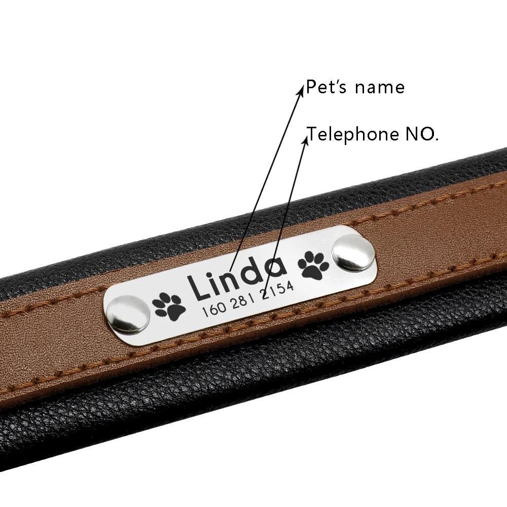 Luxury Personalized Leather Dog Collar for Medium to Large Breeds  ourlum.com   