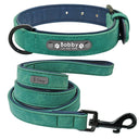 Personalized Leather Dog Collar and Leash Set for Stylish Dogs  ourlum.com Green Set S 