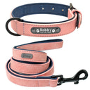 Personalized Leather Dog Collar and Leash Set for Stylish Dogs  ourlum.com Pink Set S 