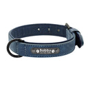 Personalized Leather Dog Collar Leash Set for Small to Large Breeds  ourlum.com DEEP BLUE S 