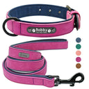 Personalized Leather Dog Collar Leash Set for Small to Large Breeds  ourlum.com   