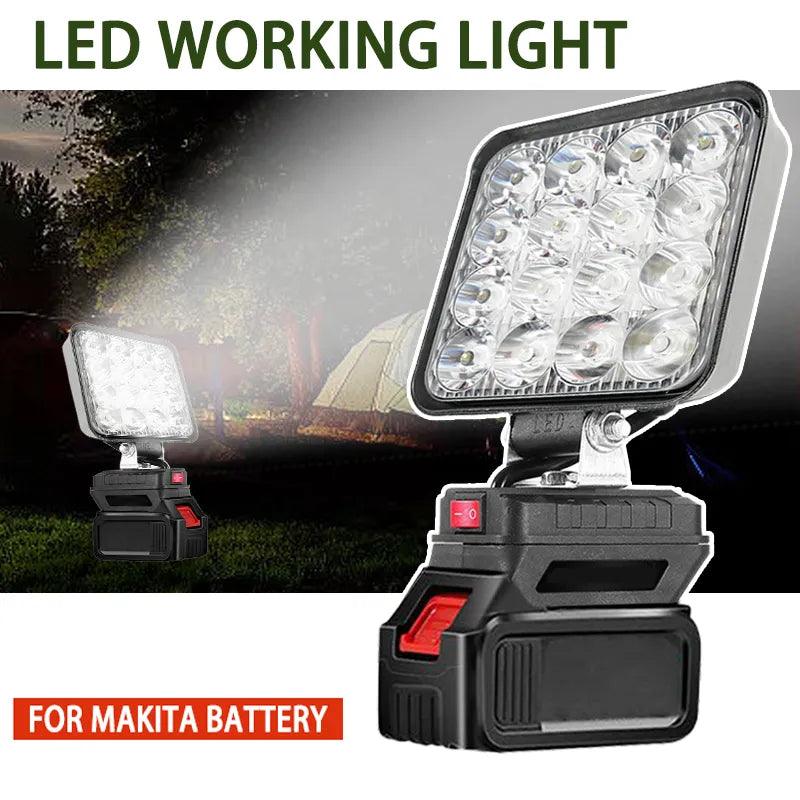 Portable LED Work Light for Makita Battery - 4-Inch Cordless Spotlight for Outdoor Fishing and Emergencies  ourlum.com   
