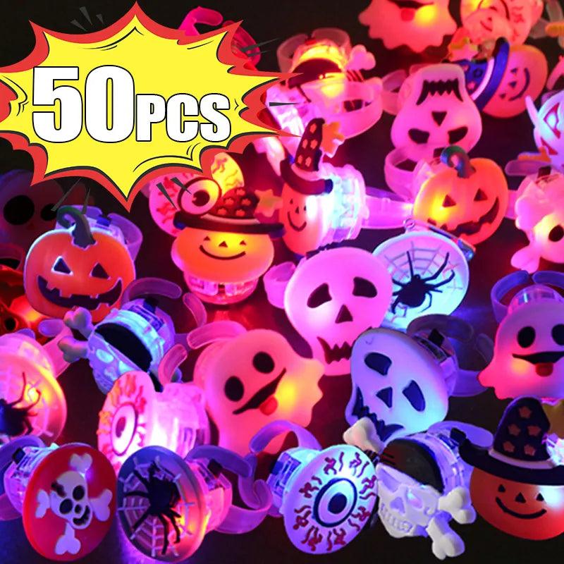 Glowing Halloween Finger Rings with LED Lights - Spooky Party Accessories for Christmas  ourlum.com   