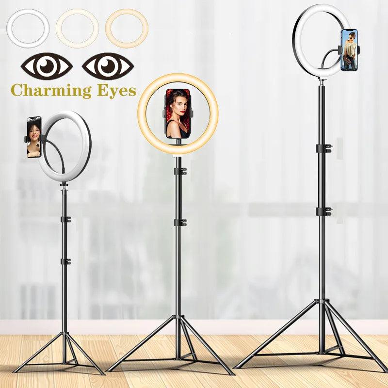 Illuminate Your Beauty with Enhanced Brightness LED Ring Light Kit - Flexible Tripod Stand & Bluetooth Remote  ourlum.com   