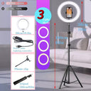 Professional LED Ring Light Kit with Bluetooth Remote