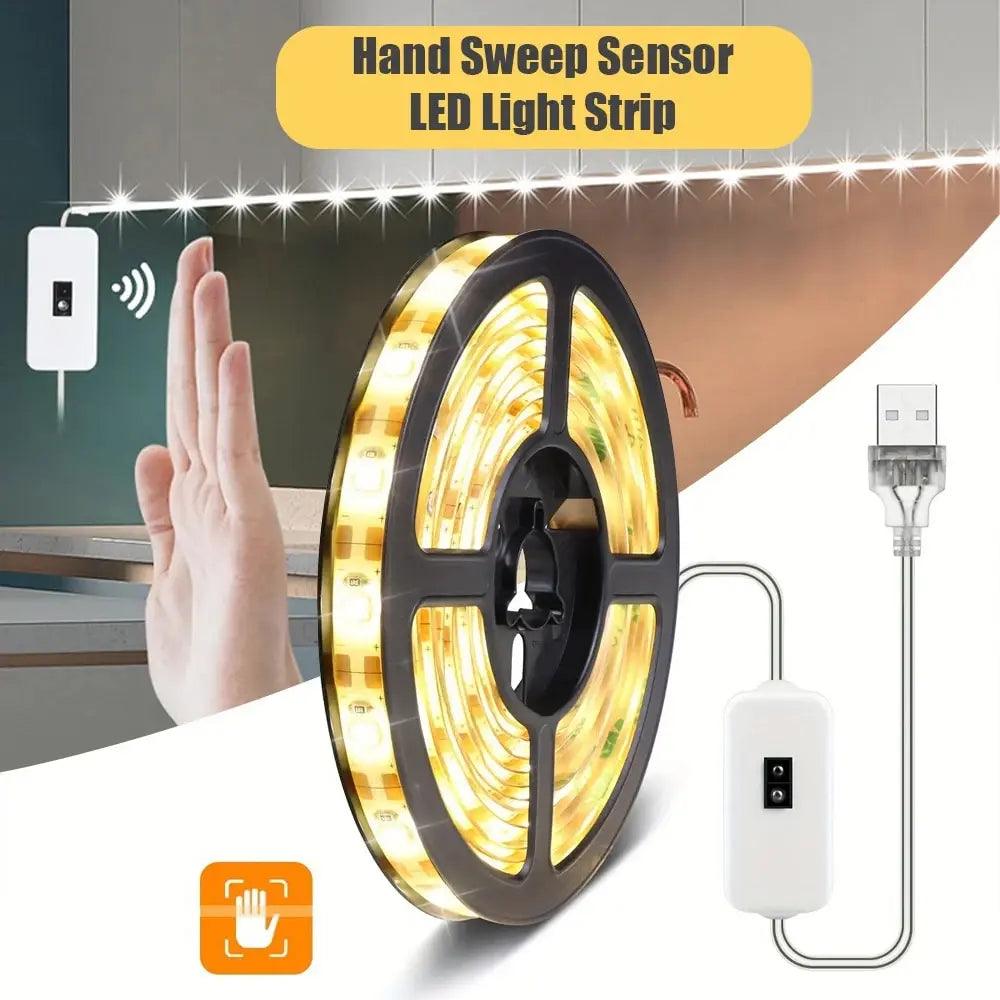Motion-Activated LED Strip Light with Hand Wave Sensor Switch for Kitchen and Cabinet  ourlum.com   