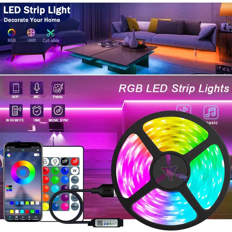 RGB 5050 LED Strip Lights with WIFI Bluetooth Control - Flexible Room Decor Lighting Solution  ourlum.com   