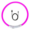 Glowing LED Dog Collar with USB Recharge - Night Safety Flash & Visibility  ourlum.com Pink United State 