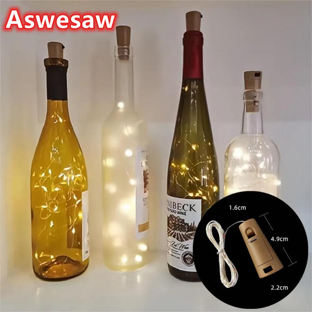 LED Wine Bottle Fairy Lights with Cork, 1/2/3M String Lights for Liquor Bottles Crafts Wedding Parties  ourlum.com   
