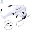 LED Illuminated Magnifier Glasses Set with 5 Interchangeable Lenses - Perfect for Reading, Repair, and Crafts  ourlum.com   