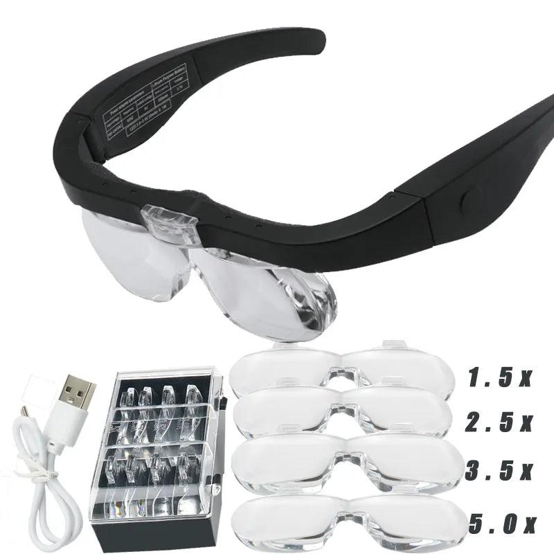 LED Magnifying Glasses with Interchangeable Lenses and Rechargeable Battery  ourlum.com   
