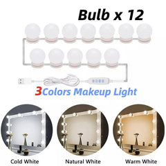 Vanity Hollywood Style Makeup Mirror Light Bulbs: Adjustable Brightness & USB Connectivity